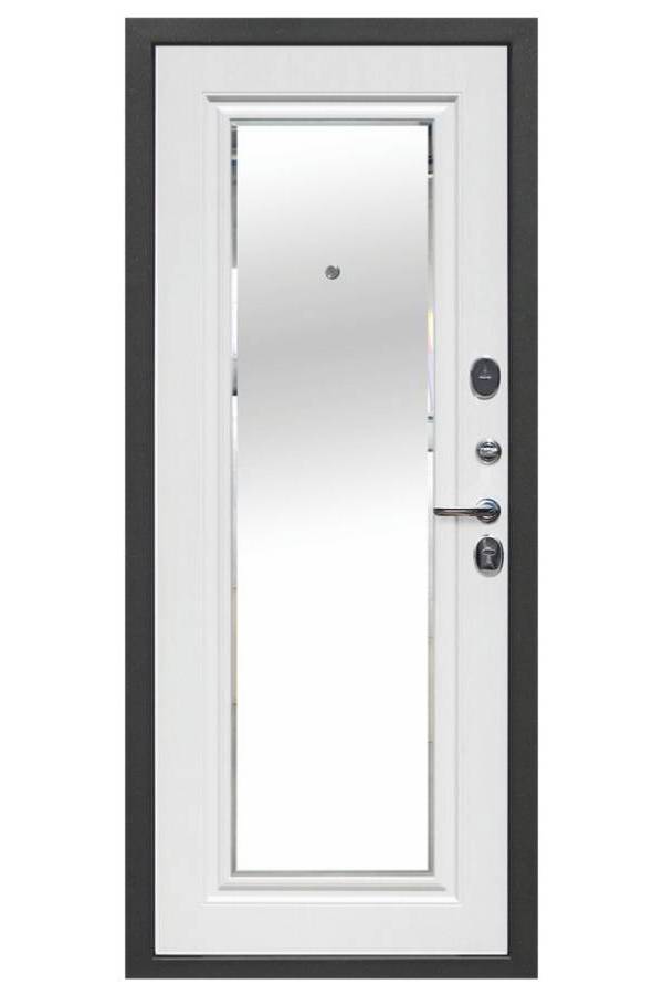 Входная дверь GARDA 7,5 Серебро Зеркало Фацет Белый ясень