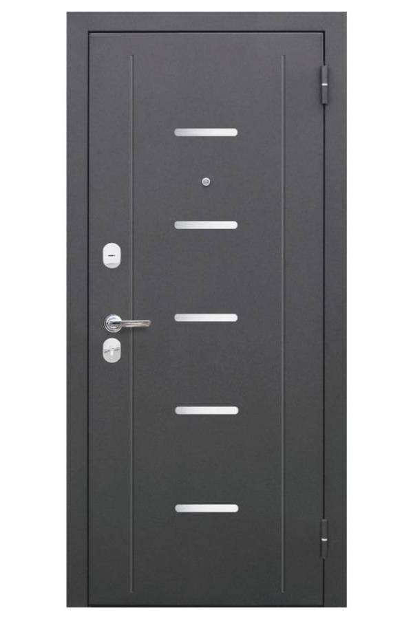 Входная дверь GARDA 7,5 Серебро Зеркало Фацет Белый ясень