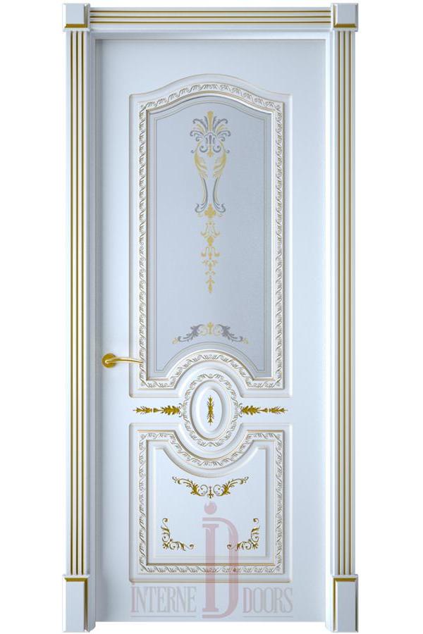 Межкомнатная дверь Диамант ПО белая эмаль патина золото