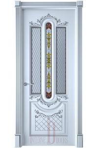 Межкомнатная дверь Александрия ПО белая эмаль патина серебро