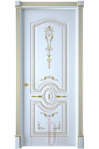 Межкомнатная дверь Диамант ПГ белая эмаль патина золото