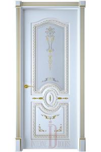 Межкомнатная дверь Диамант ПО белая эмаль патина золото
