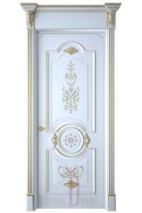 Межкомнатная дверь Каролина ПГ Белая эмаль патина золото