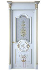 Межкомнатная дверь Каролина ПО Белая эмаль патина золото