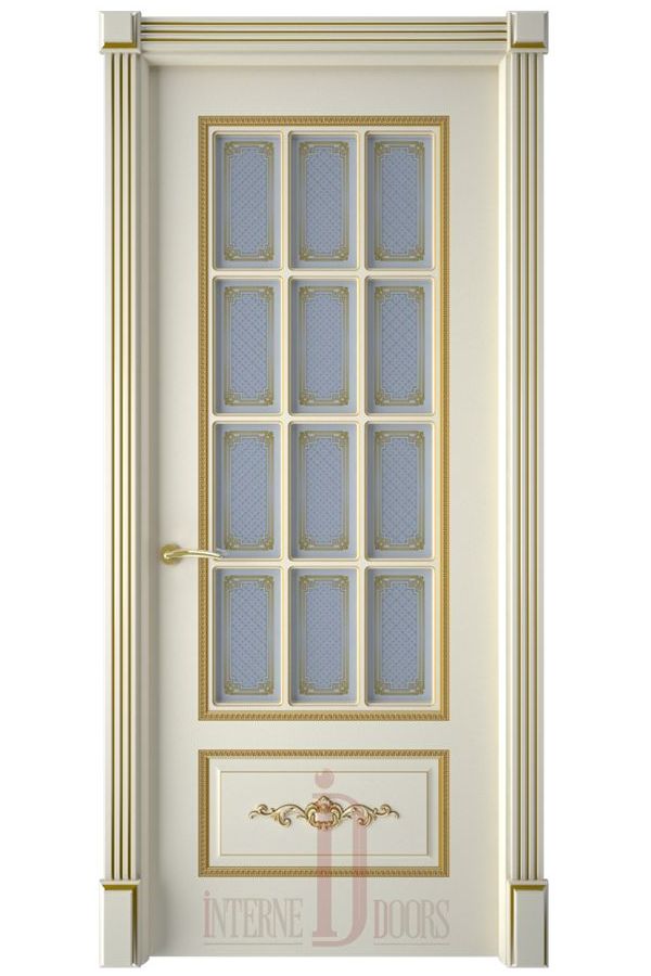 Межкомнатная дверь Троя ПО слоновая кость патина золото