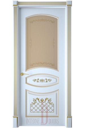 Межкомнатная дверь Алина ПО белая эмаль патина золото