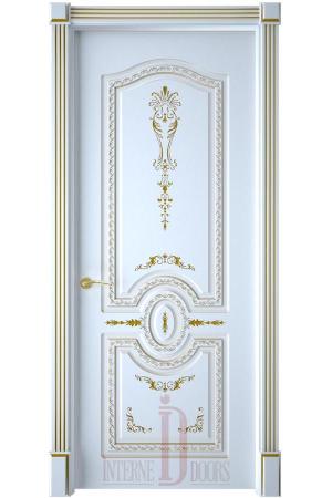 Межкомнатная дверь Диамант ПГ белая эмаль патина золото