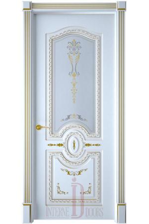 Межкомнатная дверь Диамант ПО белая эмаль патина золото