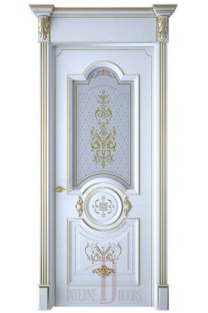 Межкомнатная дверь Каролина ПО Белая эмаль патина золото