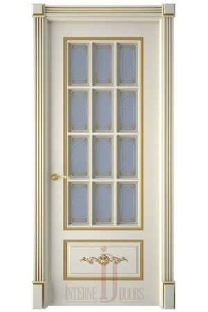 Межкомнатная дверь Троя ПО слоновая кость патина золото