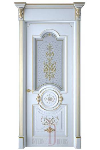 Межкомнатная дверь Каролина ПО Белая эмаль патина золото