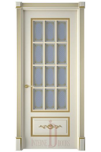 Межкомнатная дверь Троя ПО слоновая кость патина золото