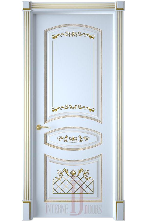 Межкомнатная дверь Алина ПГ белая эмаль патина золото